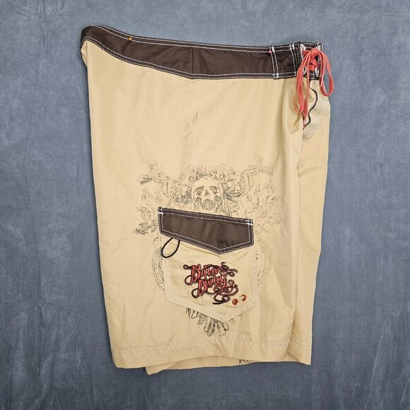 Y2K Billabong Board Shorts Eagle Skull Tattoo Print Men's Size 36 A3-25 - Picture 4 of 5